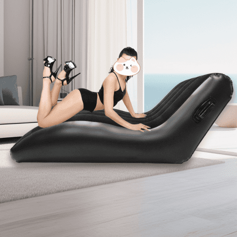 S-Curve Inflatable Sofa Bed – PVC Flocked Intimate Lounge Chair for Couples & Hotel Use