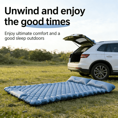 2-Person Foot-Pump Inflatable Camping Mattress – TPU Portable Sleeping Pad for Outdoor & Home Use