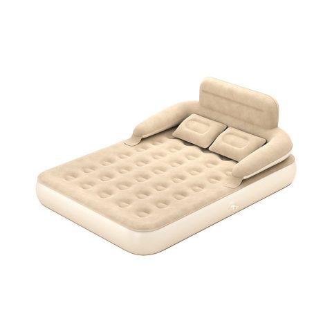 Inflatable Air Mattress with Headboard & Pillows – Single/Double Size for Camping & Home Use