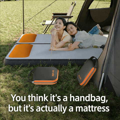 ENJOY LIFE Foldable Travel Inflatable Mattress – Portable Bag-Style Camping Sleeping Pad with Built-in Pump