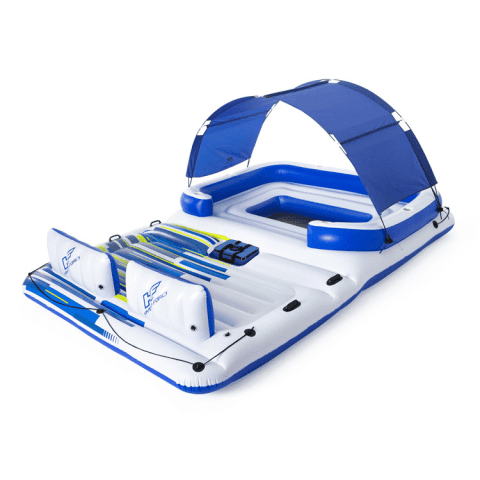 Inflatable Floating Island with Sun Shade – Discreet Couples' Intimate Water Sanctuary for Aquatic Pleasure