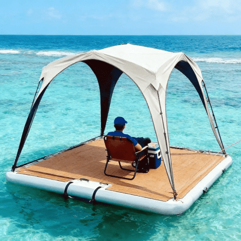 Inflatable Floating Island with Canopy – Discreet Couples' Intimate Water Sanctuary for Aquatic Pleasure