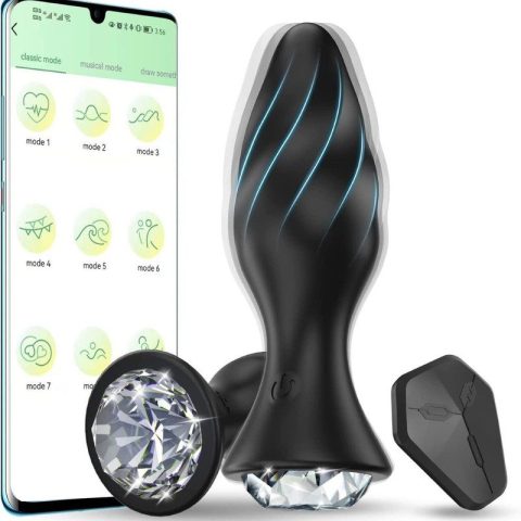 Diamond Tip Silicone Anal Plug | 9 Vibration Modes Remote Control Toy