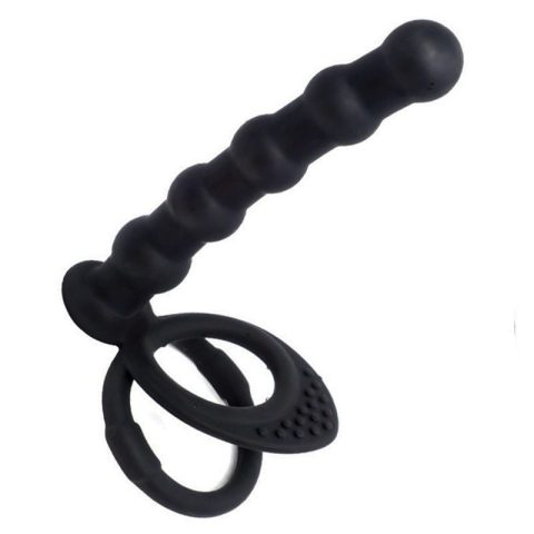All-in-One Silicone Graduated Bead Plug with Scrotum Ring